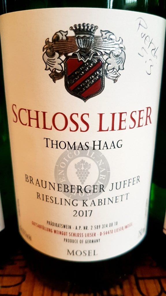 Brauneberger Juffer-Riesling-Kabinett-2017-Schloss-Lieser-niederberg helden-mosella-germania-thomas haag-degustazione-storia azienda-abbinamento-antonio indovino-degustatore ufficiale-sommelier